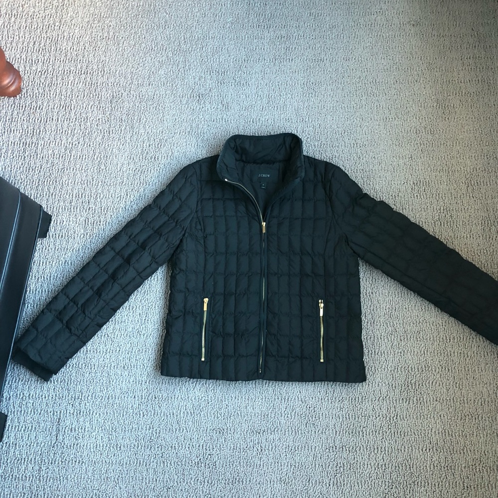 J. Crew Black quilted coat - Size Medium